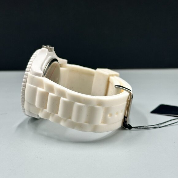 Ed Hardy Watch Women White Silver Floral Dial Silicone Band New Battery - Picture 5 of 16